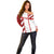 Georgia Off Shoulder Sweater with Red Cross and Golden Lions Emblem Never Bows Design - Wonder Print Shop