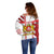 Georgia Off Shoulder Sweater with Red Cross and Golden Lions Emblem Never Bows Design - Wonder Print Shop