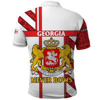 Georgia Polo Shirt with Red Cross and Golden Lions Emblem Never Bows Design - Wonder Print Shop
