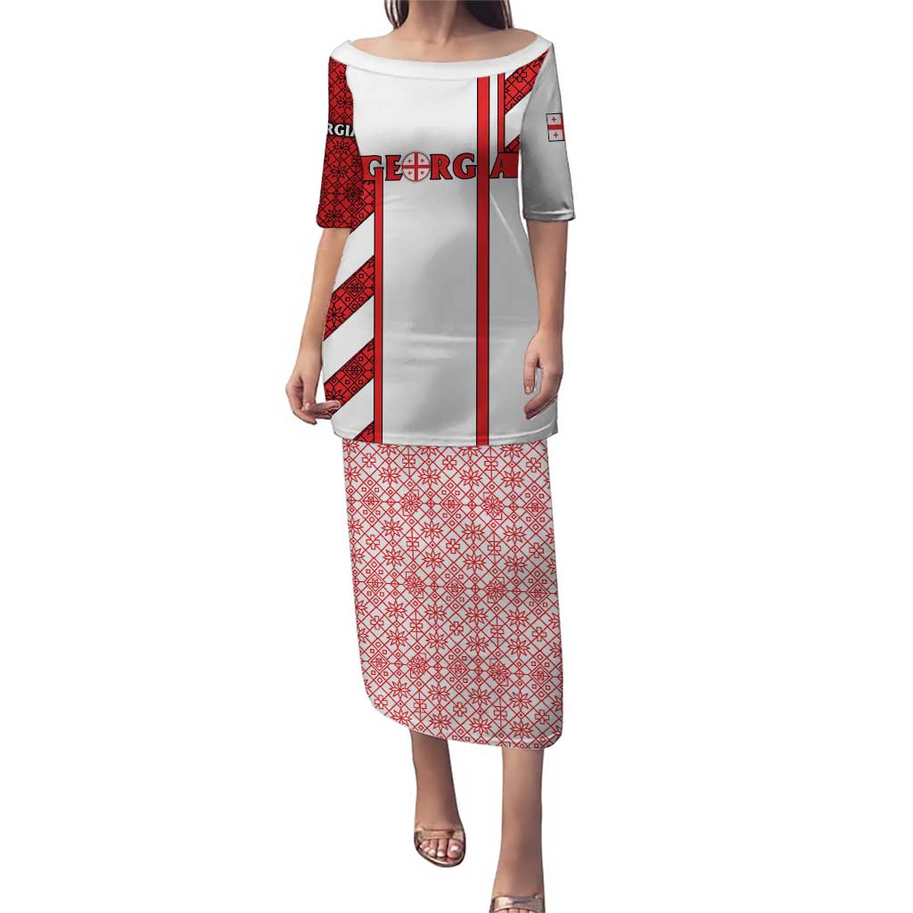 Georgia Puletasi with Red Cross and Golden Lions Emblem Never Bows Design - Wonder Print Shop