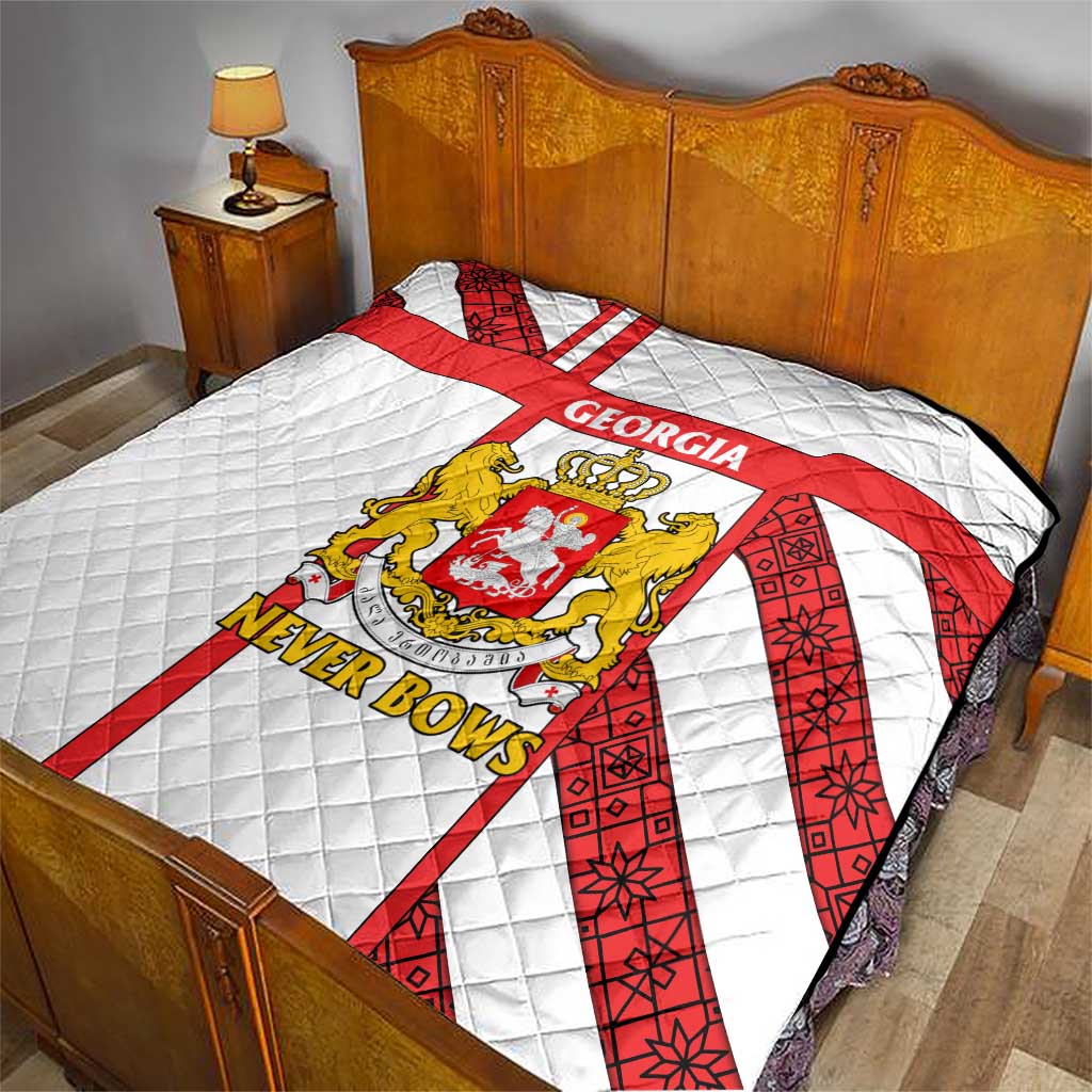 Georgia Quilt with Red Cross and Golden Lions Emblem Never Bows Design - Wonder Print Shop