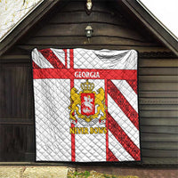 Georgia Quilt with Red Cross and Golden Lions Emblem Never Bows Design - Wonder Print Shop