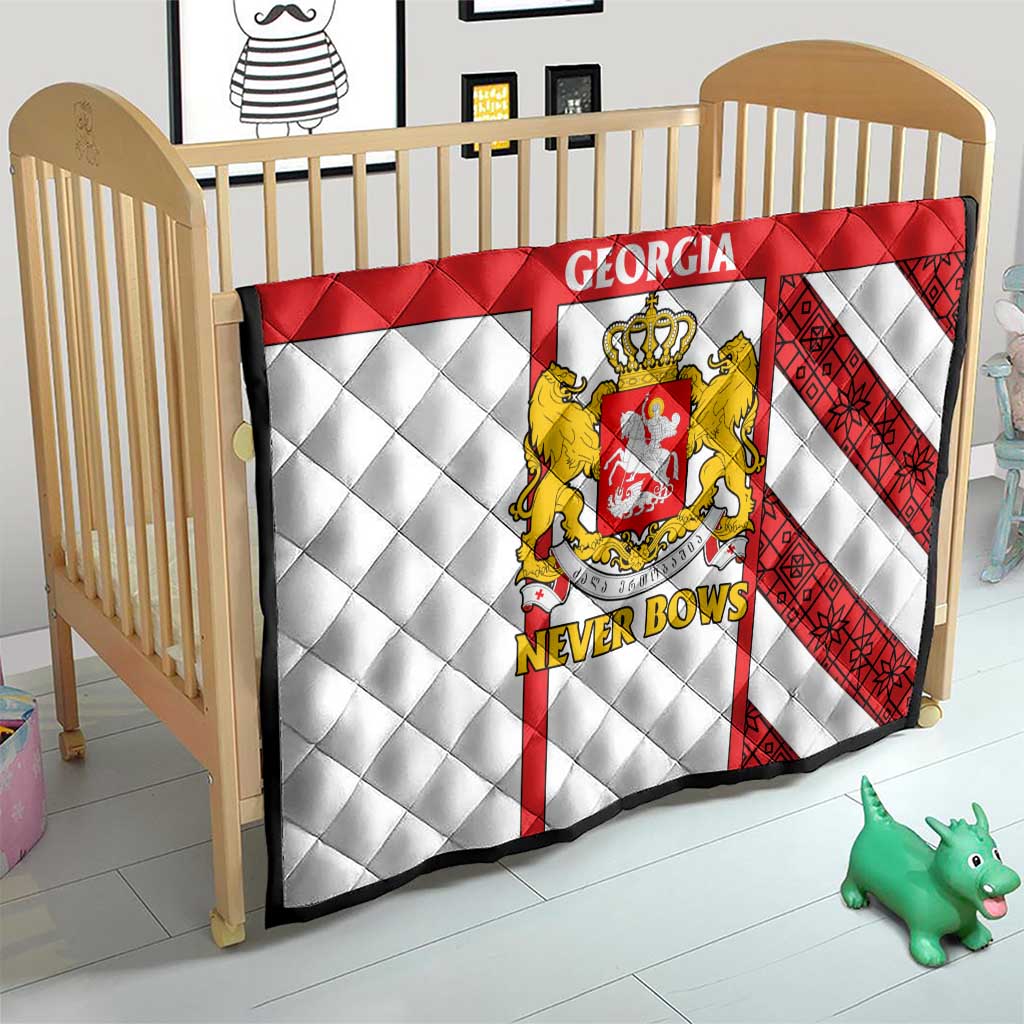 Georgia Quilt with Red Cross and Golden Lions Emblem Never Bows Design - Wonder Print Shop