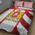 Georgia Quilt Bed Set with Red Cross and Golden Lions Emblem Never Bows Design - Wonder Print Shop