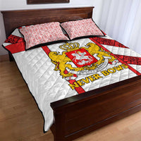Georgia Quilt Bed Set with Red Cross and Golden Lions Emblem Never Bows Design - Wonder Print Shop