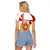 Georgia Raglan Cropped T Shirt with Red Cross and Golden Lions Emblem Never Bows Design - Wonder Print Shop
