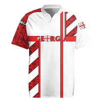 Georgia Rugby Jersey with Red Cross and Golden Lions Emblem Never Bows Design - Wonder Print Shop