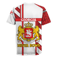 Georgia Rugby Jersey with Red Cross and Golden Lions Emblem Never Bows Design - Wonder Print Shop