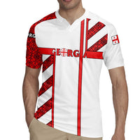 Georgia Rugby Jersey with Red Cross and Golden Lions Emblem Never Bows Design - Wonder Print Shop