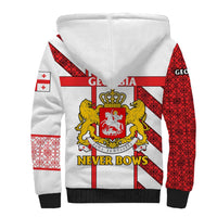 Georgia Sherpa Hoodie with Red Cross and Golden Lions Emblem Never Bows Design - Wonder Print Shop