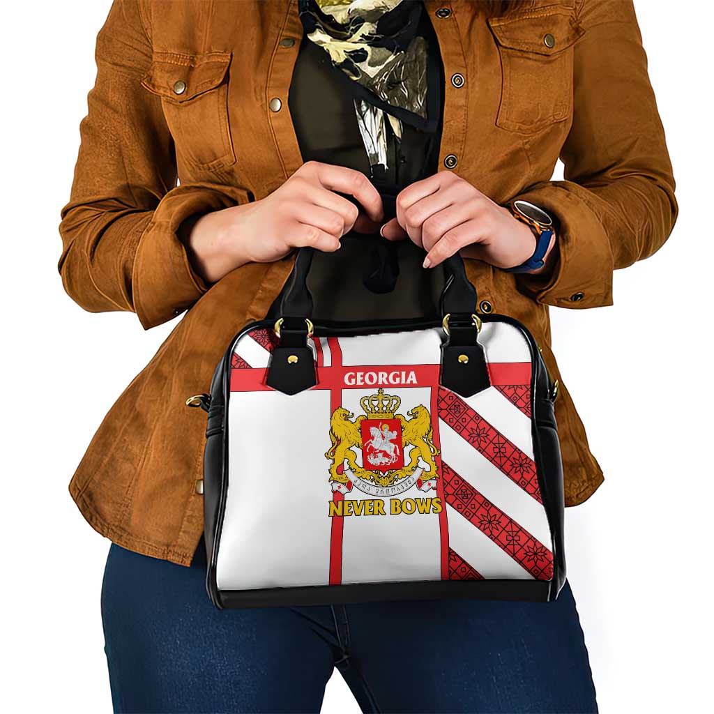 Georgia Shoulder Handbag with Red Cross and Golden Lions Emblem Never Bows Design - Wonder Print Shop
