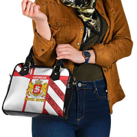 Georgia Shoulder Handbag with Red Cross and Golden Lions Emblem Never Bows Design - Wonder Print Shop