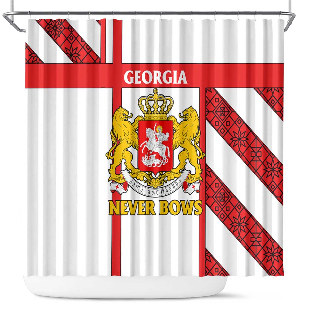 Georgia Shower Curtain with Red Cross and Golden Lions Emblem Never Bows Design - Wonder Print Shop
