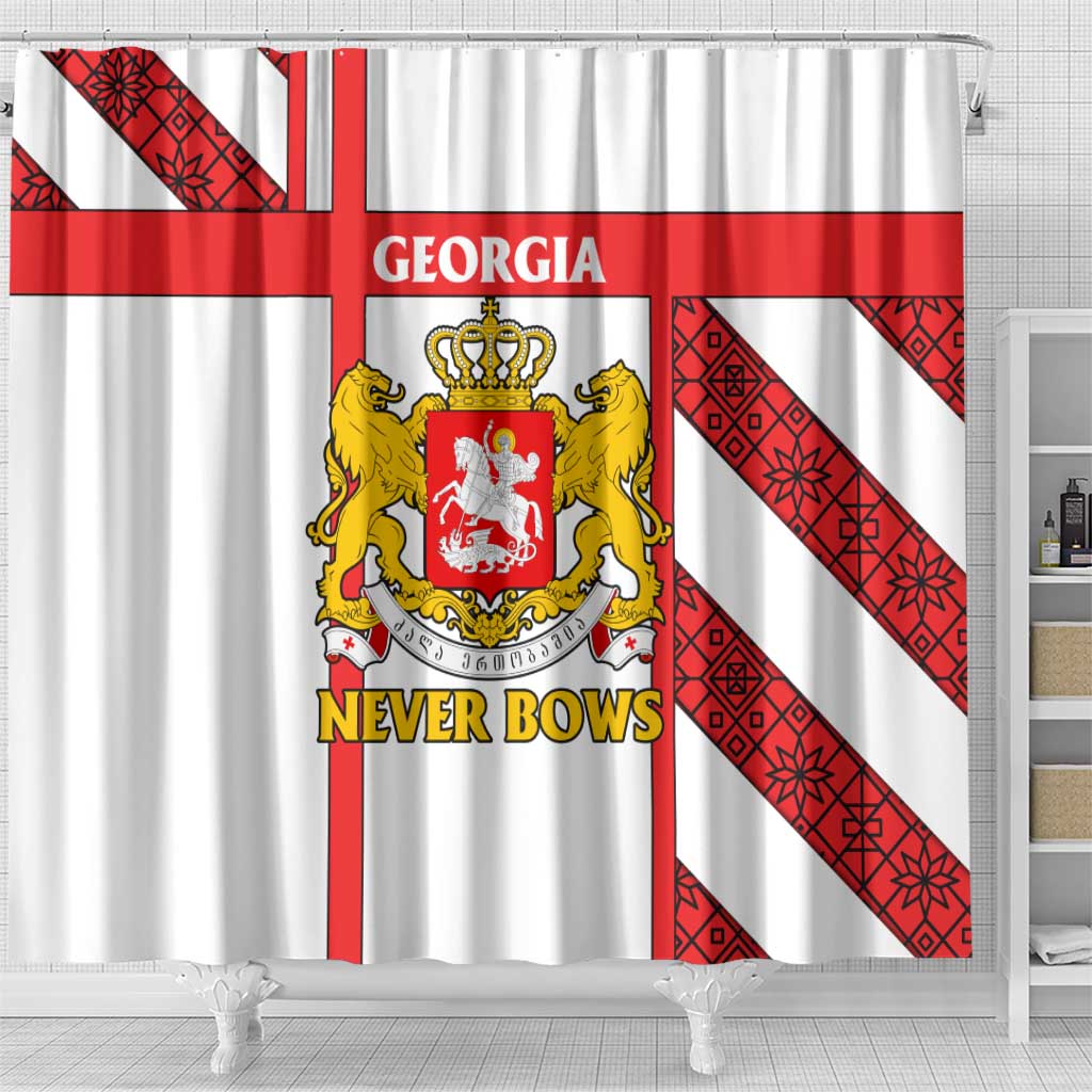 Georgia Shower Curtain with Red Cross and Golden Lions Emblem Never Bows Design - Wonder Print Shop