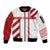 Georgia Sleeve Zip Bomber Jacket with Red Cross and Golden Lions Emblem Never Bows Design - Wonder Print Shop