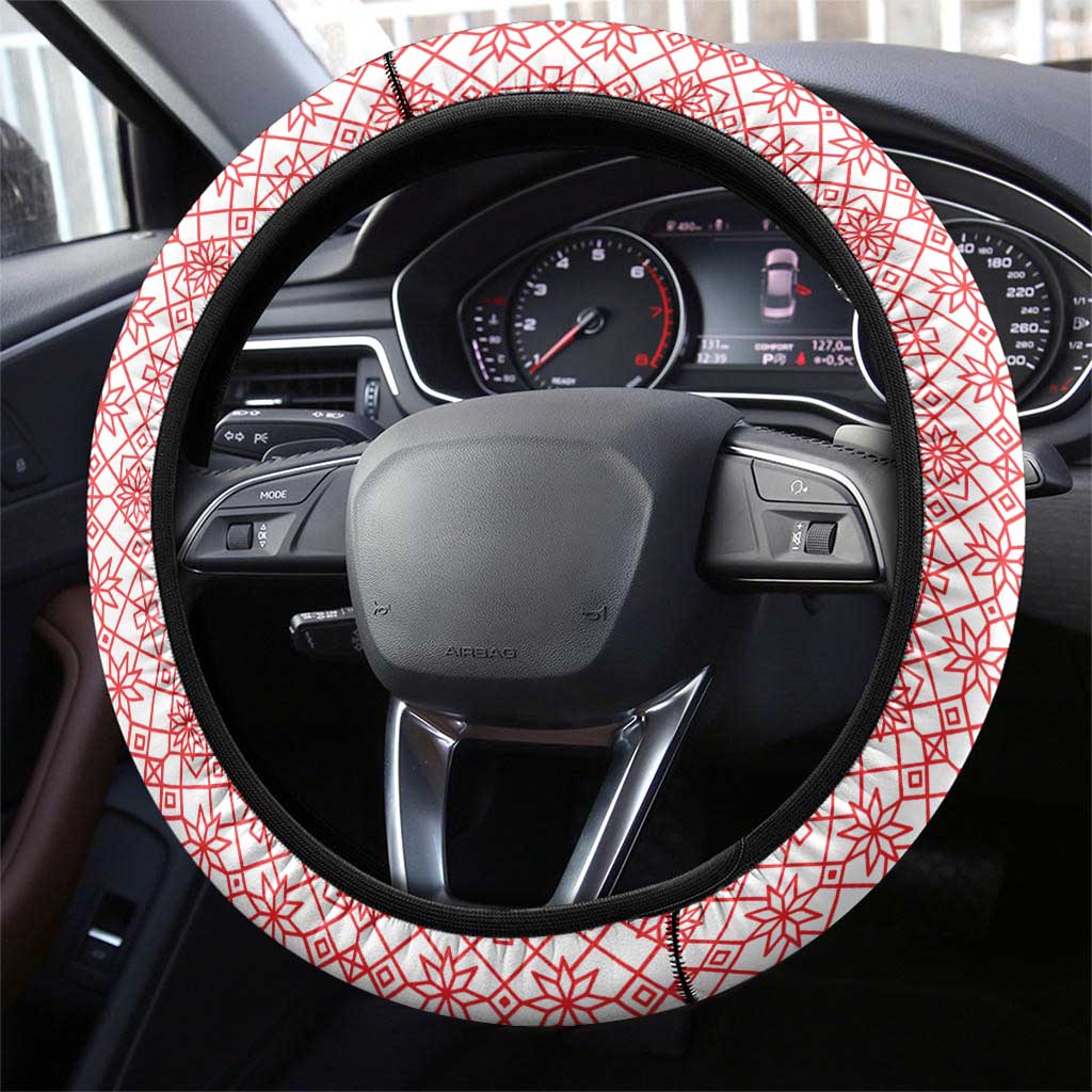 Georgia Steering Wheel Cover with Red Cross and Golden Lions Emblem Never Bows Design - Wonder Print Shop