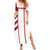 Georgia Summer Maxi Dress with Red Cross and Golden Lions Emblem Never Bows Design - Wonder Print Shop