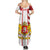 Georgia Summer Maxi Dress with Red Cross and Golden Lions Emblem Never Bows Design - Wonder Print Shop