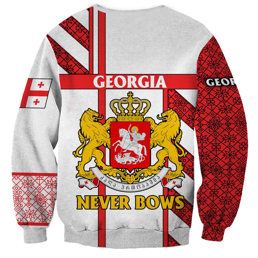 Georgia Sweatshirt with Red Cross and Golden Lions Emblem Never Bows Design - Wonder Print Shop