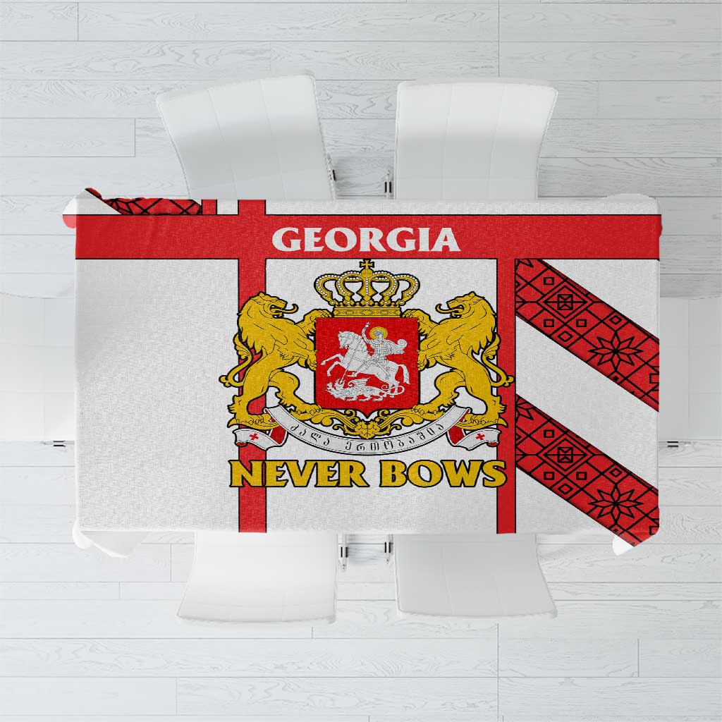 Georgia Tablecloth with Red Cross and Golden Lions Emblem Never Bows Design - Wonder Print Shop