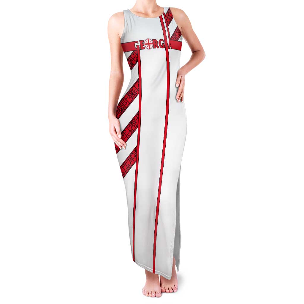 Georgia Tank Maxi Dress with Red Cross and Golden Lions Emblem Never Bows Design - Wonder Print Shop