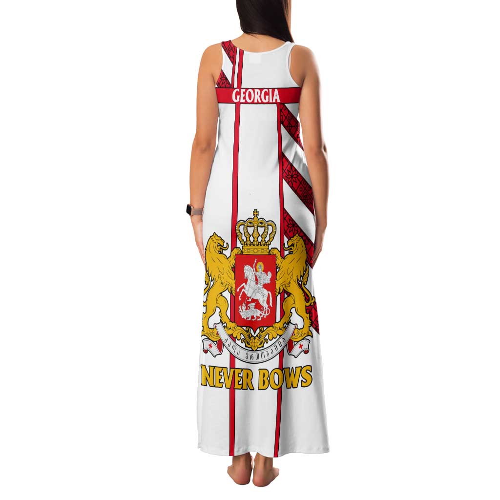 Georgia Tank Maxi Dress with Red Cross and Golden Lions Emblem Never Bows Design - Wonder Print Shop