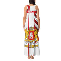Georgia Tank Maxi Dress with Red Cross and Golden Lions Emblem Never Bows Design - Wonder Print Shop