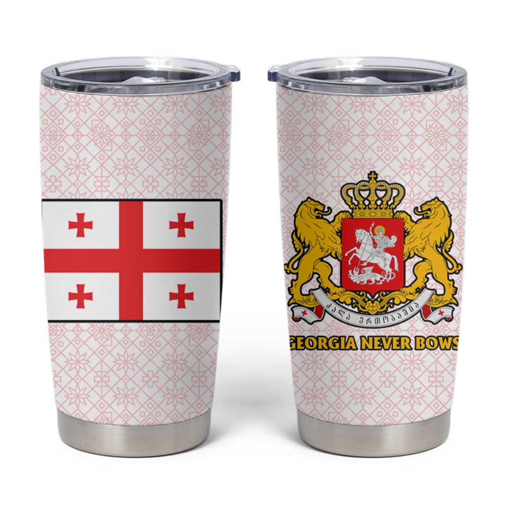 Georgia Tumbler Cup with Red Cross and Golden Lions Emblem Never Bows Design - Wonder Print Shop