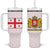 Georgia Tumbler With Handle with Red Cross and Golden Lions Emblem Never Bows Design - Wonder Print Shop