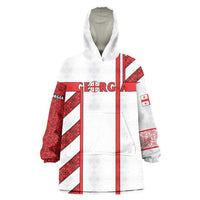 Georgia Wearable Blanket Hoodie with Red Cross and Golden Lions Emblem Never Bows Design - Wonder Print Shop