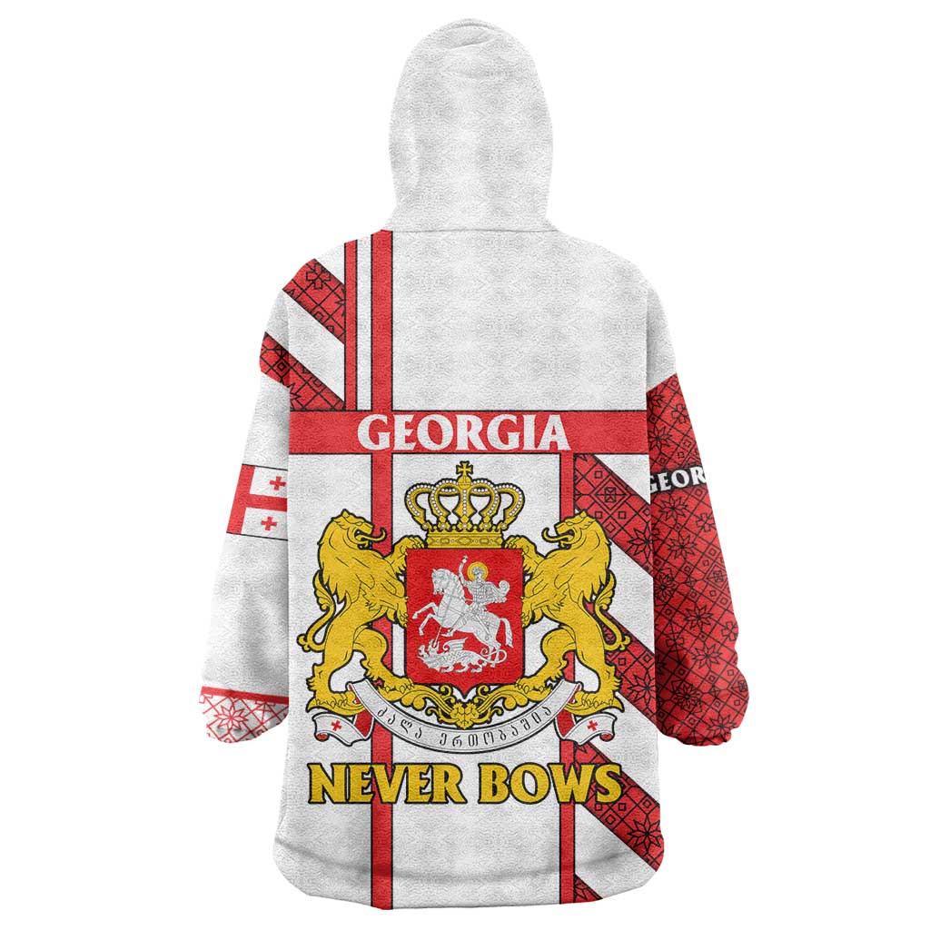 Georgia Wearable Blanket Hoodie with Red Cross and Golden Lions Emblem Never Bows Design - Wonder Print Shop