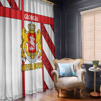 Georgia Window Curtain with Red Cross and Golden Lions Emblem Never Bows Design - Wonder Print Shop
