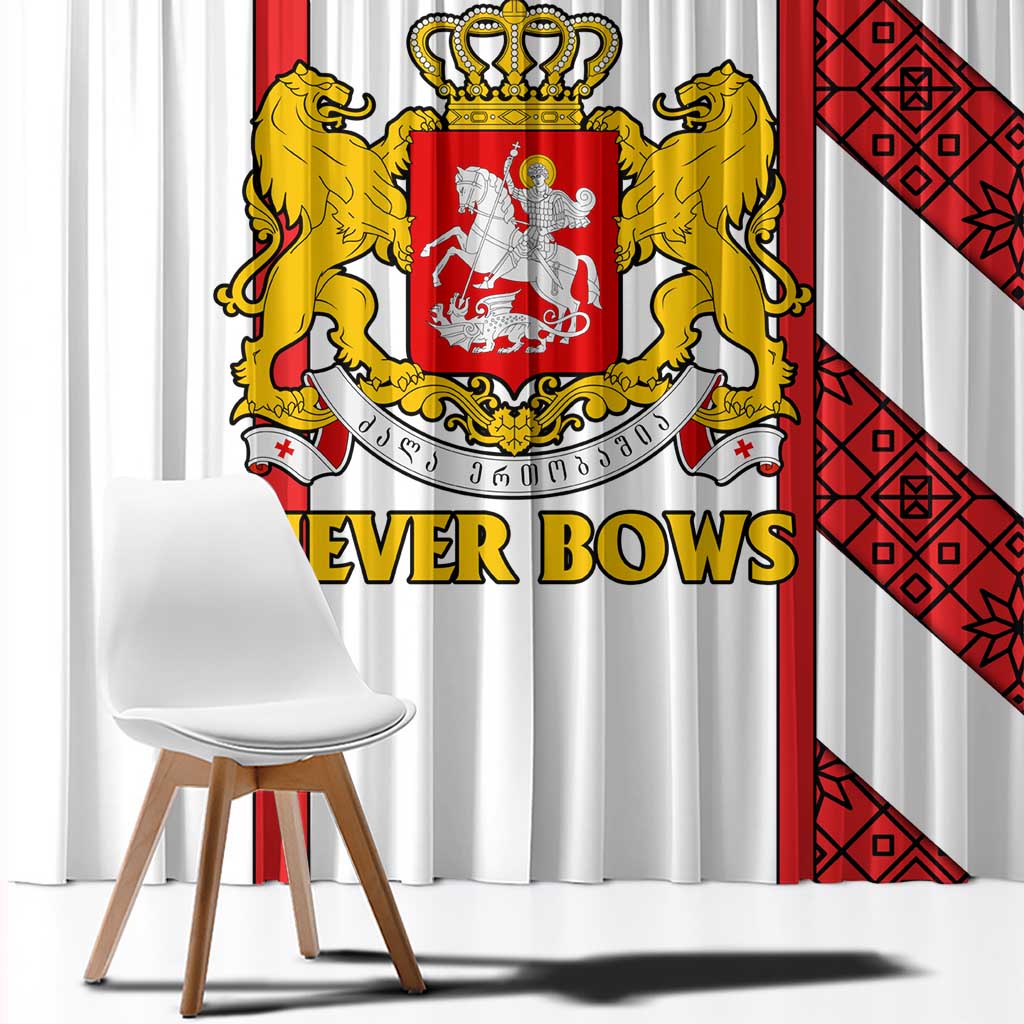 Georgia Window Curtain with Red Cross and Golden Lions Emblem Never Bows Design - Wonder Print Shop