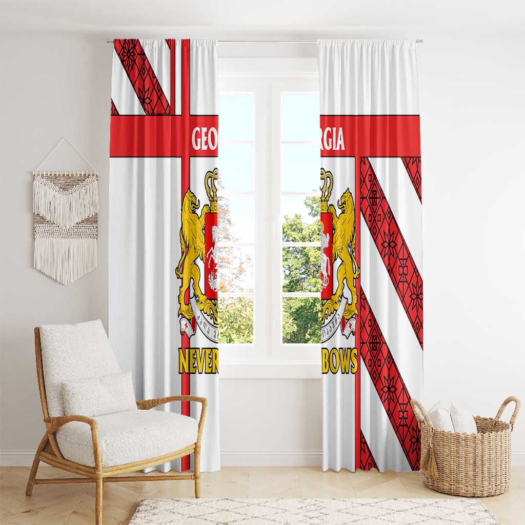 Georgia Window Curtain with Red Cross and Golden Lions Emblem Never Bows Design - Wonder Print Shop