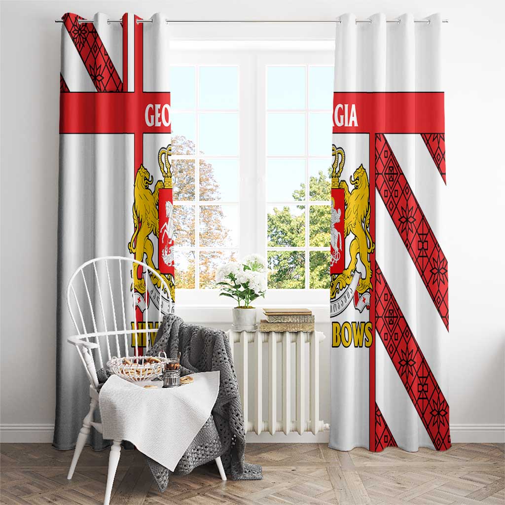 Georgia Window Curtain with Red Cross and Golden Lions Emblem Never Bows Design - Wonder Print Shop