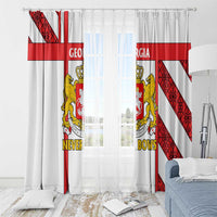 Georgia Window Curtain with Red Cross and Golden Lions Emblem Never Bows Design - Wonder Print Shop