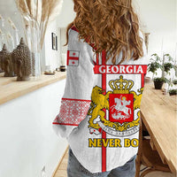 Georgia Women Casual Shirt with Red Cross and Golden Lions Emblem Never Bows Design - Wonder Print Shop