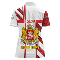 Georgia Women Polo Shirt with Red Cross and Golden Lions Emblem Never Bows Design - Wonder Print Shop
