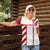 Georgia Women Polo Shirt with Red Cross and Golden Lions Emblem Never Bows Design - Wonder Print Shop