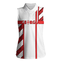 Georgia Women Sleeveless Polo Shirt with Red Cross and Golden Lions Emblem Never Bows Design - Wonder Print Shop