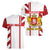 Georgia Women V-Neck T-Shirt with Red Cross and Golden Lions Emblem Never Bows Design - Wonder Print Shop