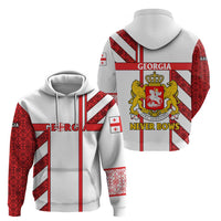 Georgia Zip Hoodie with Red Cross and Golden Lions Emblem Never Bows Design - Wonder Print Shop