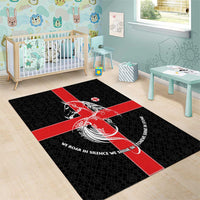 Georgia Area Rug with Black Patterned Red Cross with Dragon Horse Symbol and Silent Pride Quote Design - Wonder Print Shop