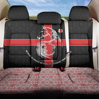 Georgia Back Car Seat Cover with Black Patterned Red Cross with Dragon Horse Symbol and Silent Pride Quote Design - Wonder Print Shop