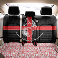 Georgia Back Car Seat Cover with Black Patterned Red Cross with Dragon Horse Symbol and Silent Pride Quote Design - Wonder Print Shop