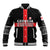 Georgia Baseball Jacket with Black Patterned Red Cross with Dragon Horse Symbol and Silent Pride Quote Design - Wonder Print Shop