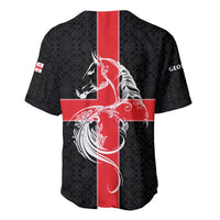 Georgia Baseball Jersey with Black Patterned Red Cross with Dragon Horse Symbol and Silent Pride Quote Design - Wonder Print Shop