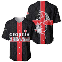 Georgia Baseball Jersey with Black Patterned Red Cross with Dragon Horse Symbol and Silent Pride Quote Design - Wonder Print Shop