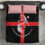 Georgia Bedding Set with Black Patterned Red Cross with Dragon Horse Symbol and Silent Pride Quote Design - Wonder Print Shop