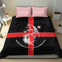 Georgia Bedding Set with Black Patterned Red Cross with Dragon Horse Symbol and Silent Pride Quote Design - Wonder Print Shop